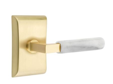 Emtek C8131.LS.MRWH Concealed Fastener , Passage , Quincy Rosette , L-Square Stem , White Marble Handle For Discount